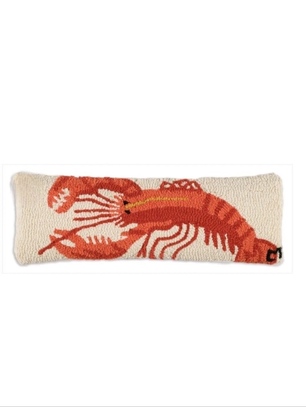 Chandler 4 Corners Red Lobster Hand Hooked Wool Lumbar Pillow Coastal Nautical